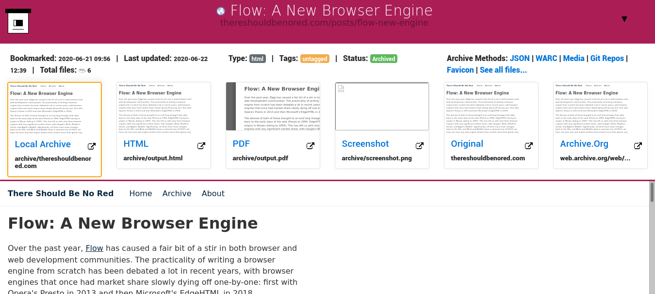 This is the page viewer. As you can see here, it's pretty thorough with its archiving.